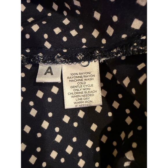 Loft Blouse Size L Navy White Printed Long Sleeve Casual Work Top - Picture 5 of 6